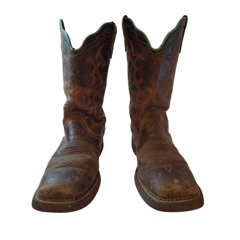 Justin Gypsy Cowgirl Boots Womens 9 L2900 Brown Turquoise Leather Western